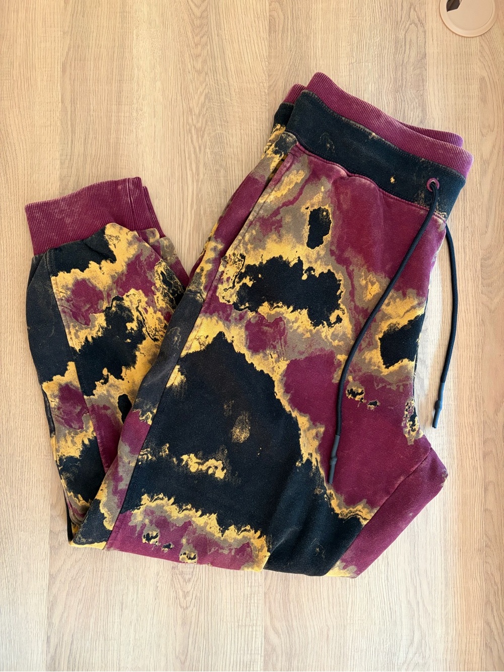 JoyLab Tie-Dye Joggers in Burgundy, Black & Gold